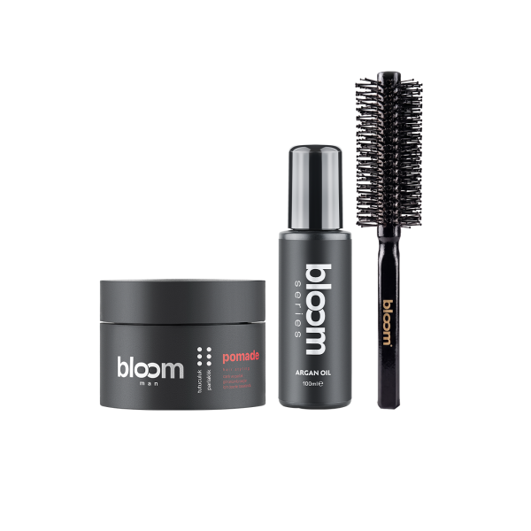 Bloom Man Bloom Series Saç Bakım ve Şekillendirme 3’lü Set | Argan Oil + Pomade + Fön Fırçası